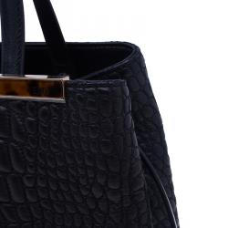 Pre Owned Fendi Croc Embossed Leather 2Jours Mini Tote