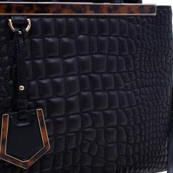 Pre Owned Fendi Croc Embossed Leather 2Jours Mini Tote