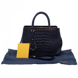 Pre Owned Fendi Croc Embossed Leather 2Jours Mini Tote