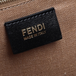 Pre Owned Fendi Tobacco Pequin Canvas Large Claudia Shoulder Bag