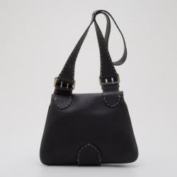 Pre Owned Fendi Black Leather Selleria Shoulder Bag