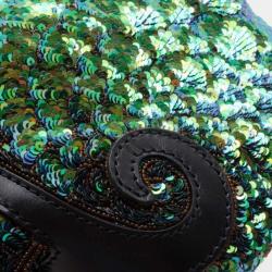 Fendi Blue and Green Sequin Wave Hobo