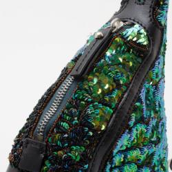 Fendi Blue and Green Sequin Wave Hobo