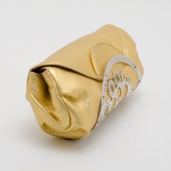 Pre Owned Fendi Gold Embellished Evening Clutch