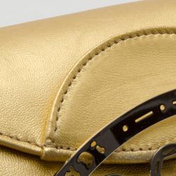 Pre Owned Fendi Gold Embellished Evening Clutch