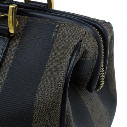 Pre Owned Fendi Black Pequin Tote boston Bag
