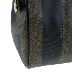 Pre Owned Fendi Black Pequin Tote boston Bag