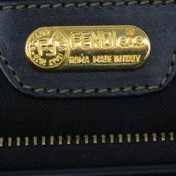 Pre Owned Fendi Black Pequin Tote boston Bag