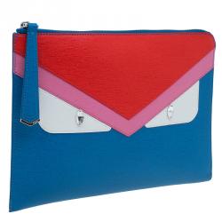 Pre Owned Fendi Multicolor Leather Monster Flat Clutch
