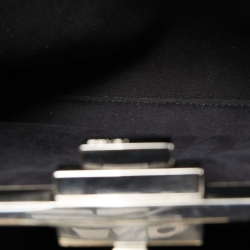 Pre Owned Fendi Black Leather Medium Peekaboo Snakeskin Lining Top Handle Bag