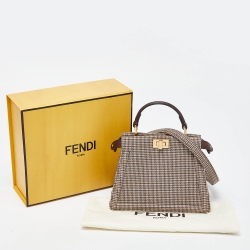 Fendi Beige/Brown Wool and Leather Petite Peekaboo ISeeU Top Handle Bag