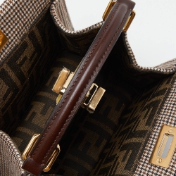 Fendi Beige/Brown Wool and Leather Petite Peekaboo ISeeU Top Handle Bag