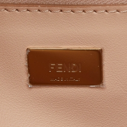 Pre Owned Fendi Pink Woven Leather Mini Peekaboo Top Handle Bag