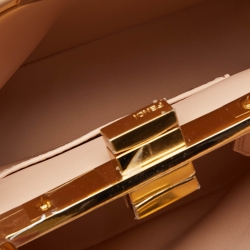 Pre Owned Fendi Pink Woven Leather Mini Peekaboo Top Handle Bag