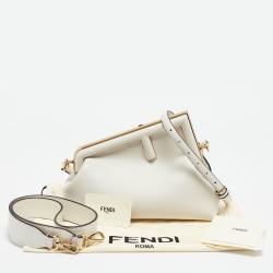 Pre Owned Fendi White Leather Small First Shoulder Bag