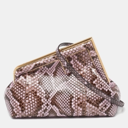 Fendi Pink/Brown Python and Leather Small First Clutch