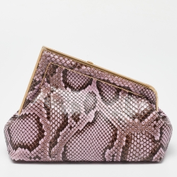 Fendi Pink/Brown Python and Leather Small First Clutch