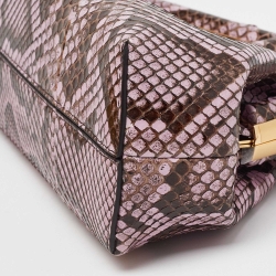 Fendi Pink/Brown Python and Leather Small First Clutch