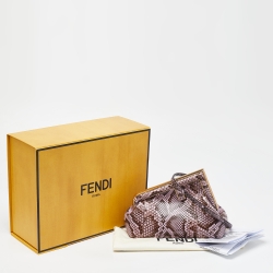 Fendi Pink/Brown Python and Leather Small First Clutch