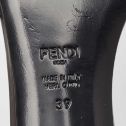 Pre Owned Fendi Black Satin Crystal Embellished Slide Sandals Size 39