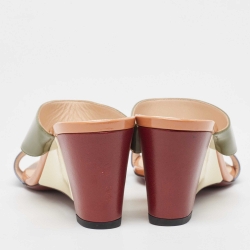 Pre Owned Fendi Multicolor Patent Leather Wedge Slide Sandals Size 40