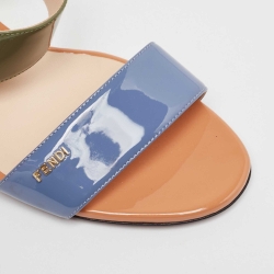 Pre Owned Fendi Multicolor Patent Leather Wedge Slide Sandals Size 40