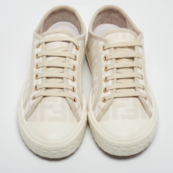 Fendi Two Tone Zucca Canvas Domino Sneakers Size 36