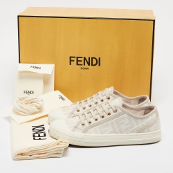 Fendi Two Tone Zucca Canvas Domino Sneakers Size 36