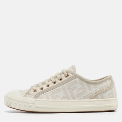 Fendi Two Tone Zucca Canvas Domino Sneakers Size 36