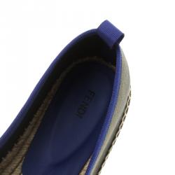 Pre Owned Fendi Brown Peqiun Striped Canvas and Blue Leather Cap Toe Espadrilles Size 38.5