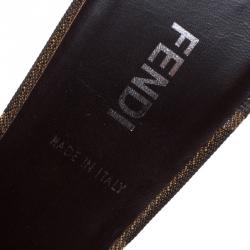 Pre Owned Fendi Crystal Embellished Embroidered Zucca Canvas Pointed Toe Mules Size 39