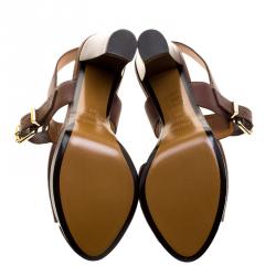 Pre Owned Fendi Brown Lizard Embossed Leather Platform Sandals Size 38