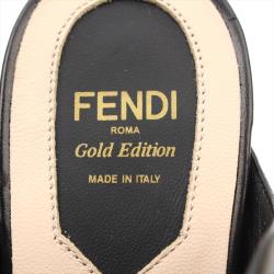 Pre Owned Fendi Bicolor Leather Gold Edition Waves Sandals Size 37