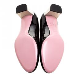 Pre Owned Fendi Monochrome Patent Leather Block Heel Pumps Size 40