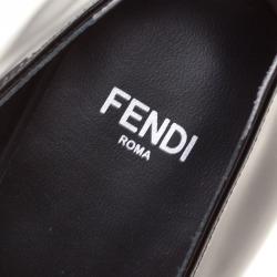 Pre Owned Fendi Monochrome Patent Leather Block Heel Pumps Size 40