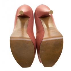 Pre Owned Fendi Salmon Pink Leather Fendista Platform Pumps Size 38