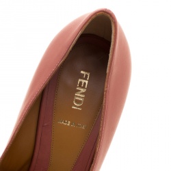 Pre Owned Fendi Salmon Pink Leather Fendista Platform Pumps Size 38
