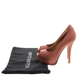 Pre Owned Fendi Salmon Pink Leather Fendista Platform Pumps Size 38