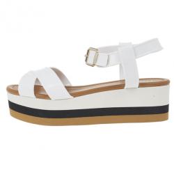 مملوكة مسبقًا Fendi White Rubber Crisscross Strapped Striped Platform Sandals Size 38.5