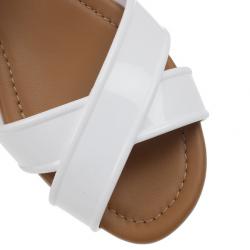 مملوكة مسبقًا Fendi White Rubber Crisscross Strapped Striped Platform Sandals Size 38.5