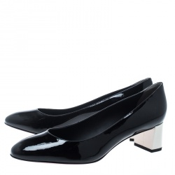 Pre Owned Fendi Black Patent Leather Eloise Round Toe Pumps Size 40