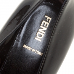 Pre Owned Fendi Black Patent Leather Bow Detail Wedge Pumps Size 42
