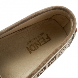 Fendi Beige Monogram Print Suede Loafers Size 39