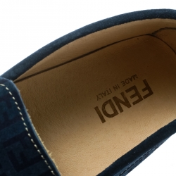 Fendi Blue Monogram Print Suede Loafers Size 39