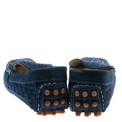 Fendi Blue Monogram Print Suede Loafers Size 39