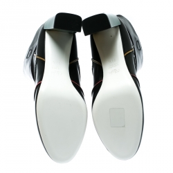 Pre Owned Fendi Black Leather Block Heel Ankle Boots Size 38.5