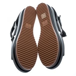 Fendi Black Leather Platform Ankle Strap Sandals Size 40
