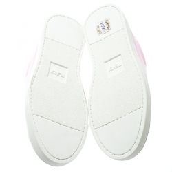 Pre Owned Fendi Pink Leather Rockoclick Slip On Sneakers Size 36