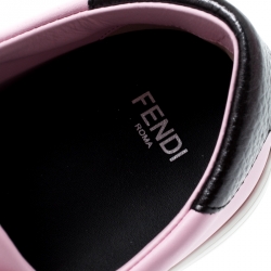 Pre Owned Fendi Pink Leather Rockoclick Slip On Sneakers Size 36