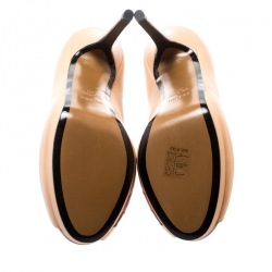 Pre Owned Fendi Tricolor Leather Peep Toe Platform Pumps Size 39